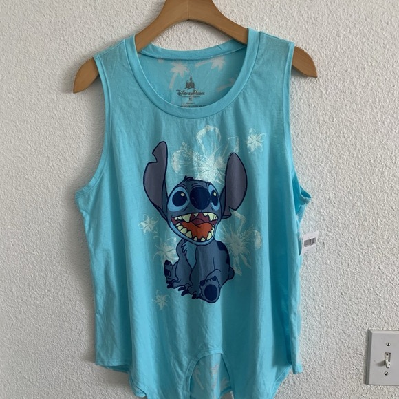Disney Lilo and Stitch Tank Top, Sleeveless, Blue, Tie in Front. Sz XL Women's - Picture 2 of 7